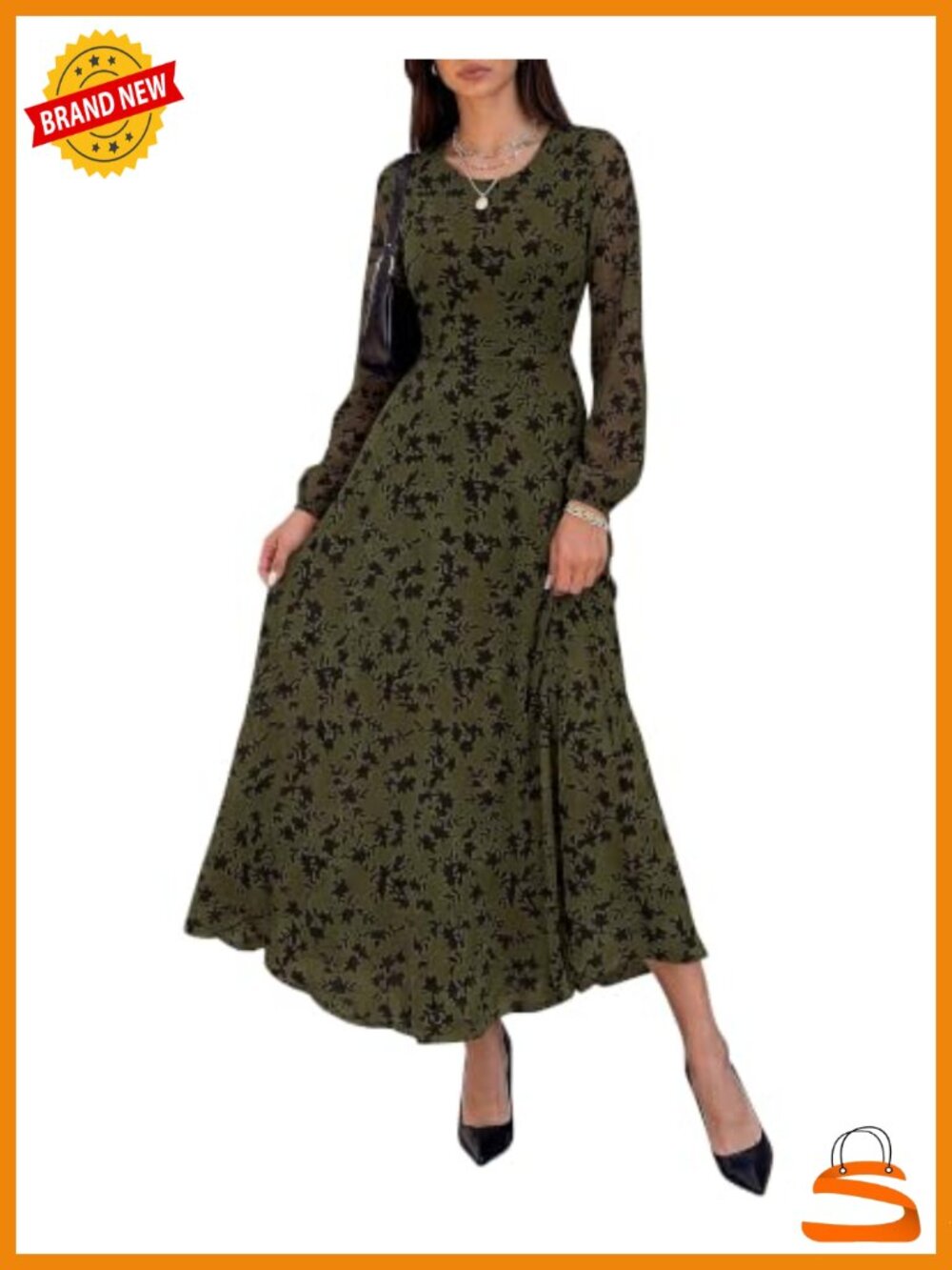 Women's Long Sleeve Formal Floral Maxi Dress Wedding Guest